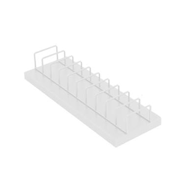 Imagem de WUHUQN Rack de exibição de amostras de azulejo de mesa com 10, 20, 30 compartimentos para cartão, rack de armazenamento de amostras de vidro de metal para loja/shopping centers, suporte de porta de