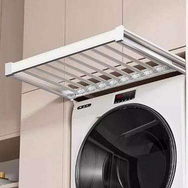 Imagem de Suporte extensível para calças, organizador de roupas oculto multifuncional para economizar espaço acima da máquina de lavar e secar