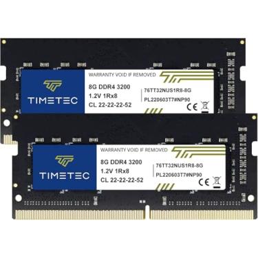 Imagem de Timetec Kit Premium 16GB (2x8GB) DDR4 3200MHz (ou 2933MHz ou 2666MHz) PC4-25600 Non-ECC Unbuffered 1.2V CL22 1Rx8 Single Rank 260 Pin SODIMM Laptop Notebook PC Memória RAM Atualização
