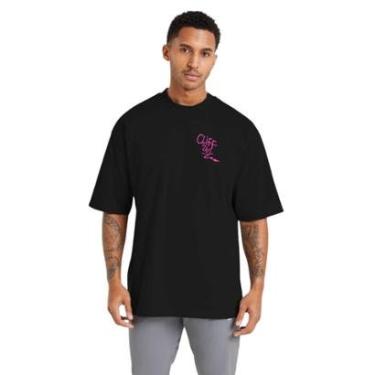 Imagem de Camiseta Oversized Streetwear de Algodão Masculina Ideal para Academia e Esportes Preta-Masculino