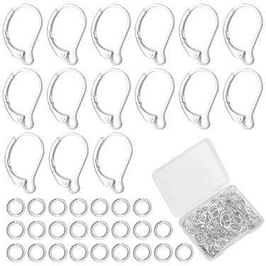 Imagem de Beebeecraft 100 conjuntos de ganchos de brinco de alavanca com anéis de salto banhados a prata esterlina 925 brincos de gancho francês com laço para fazer joias DIY suprimentos de artesanato