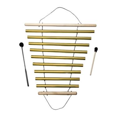 Imagem de Fxzqgnh Sino de Vento de Madeira com Nove Notas E Som Agradável, Ideal para Meditação. Instrumento de Percussão de Uma única Fileira. Sino de Barras, Ouro