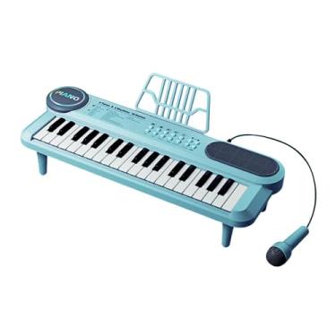 Imagem de oshhni Piano de teclado infantil com microfone, brinquedo musical multifuncional para desenvolver a coordenação, ideal para aniversários, Dia de ação, Azul