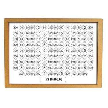 Imagem de Caixa com Cadeado, Cofre Mdf Desafio 10mil/5mil/1mil Caixa Dinheiro Cofrinho de Madeira Método Japonês, 22×16×9cm(10.000)