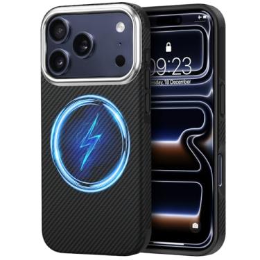 Imagem de TENDLIN Capa de fibra de aramida real compatível com iPhone 17 Pro [proteção militar contra quedas] [compatível com MagSafe] Design de texturas de fibra de carbono TPU híbrida, capa fina, preta