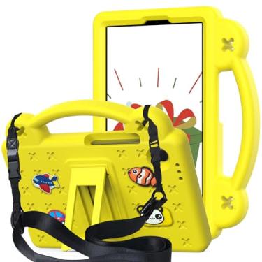 Imagem de QYiiD Capa infantil para Galaxy Tab S10+ Plus 2024/ S9 FE+ Plus/ S9+ Plus 31.5 cm 2023, capa protetora de EVA infantil à prova de choque com alça de suporte, alça de ombro, suporte, amarelo