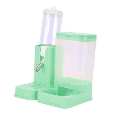 Imagem de Gralara Garrafa de água para hamster à prova de vazamentos com recipiente para comida, acessórios multifuncionais para gaiola, ideal para furões em salas de, Verde