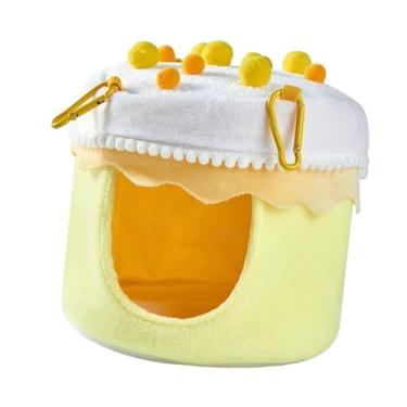 Imagem de Gralara para, cama aconchegante, abrigo espaçoso e à prova de intempéries, rede de lã macia para periquito e calopsita, Amarelo E Branco