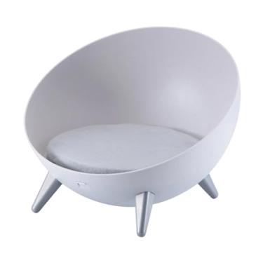 Imagem de IEUDNS Cama elevada para gatos com almofada de esponja, confortável, redonda, nórdica, para filhotes, gatinhos, móveis para gatos, cães pequenos, sofá, Pernas Cinzentas