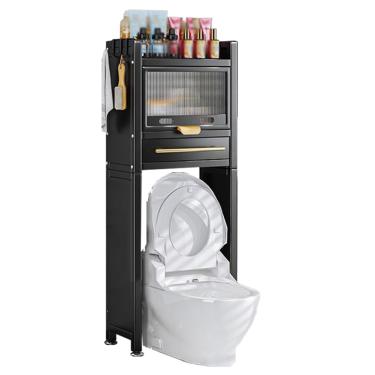 Imagem de SPXMQSS Unidade de armazenamento sobre vaso sanitário, unidade de armazenamento de máquina de lavar, economia de espaço de banheiro independente com porta prateleira de armazenamento para banheiro