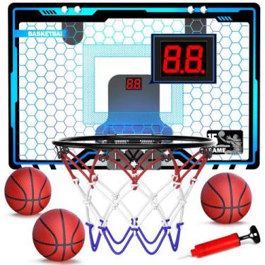 Imagem de Cesta de basquete HopeRock Indoor Mini com LED para crianças com 3 bol