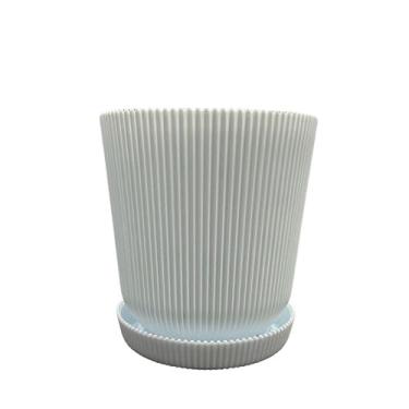 Imagem de Kit 1 3 5 Peças Vaso de Flor Cachepô Decorativo com Bandeja em Plástico – Estilo Nórdico para Sala Quarto e Escritório (branco,GRANDE 5 peças)