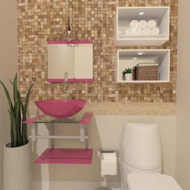 Imagem de Combo 2 em 1 - Gabinete 45cm Polônia + Torneira Algarve - EKASA, Rosa
