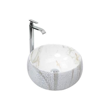 Imagem de Kit Cuba Pia Louça Cerâmica Banheiro C/Torn e Vál Cromada 58