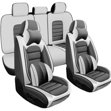 Imagem de Capas de assento de couro para a maioria dos carros, veículos terrestres, SUV, conjunto completo de capas de assento de carro de luxo, protetores de assento à prova d'água, capas de assento