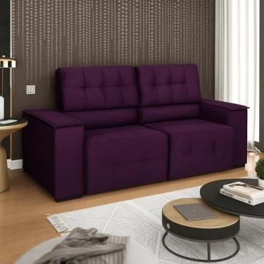Imagem de Sofá Vicenza 3 Lugares Retrátil Sala de Estar 175cm Suede Roxo - INCAS