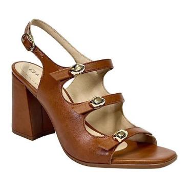 Imagem de Sandália Ramarim Salto Bloco 2541205 Marrom Toffe, Toffe, 35