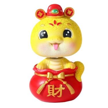 Imagem de Estatuetas de cobra de desenho animado, realista, em resina, estatueta em miniatura, presente de ano, cabeça balançando carro (estilo 10)