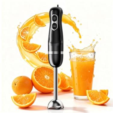 Imagem de Turelar Liquidificador manual elétrico com cabo portátil com 2 velocidades de mistura e lâminas emulsificantes de aço inoxidável para misturar sopas, vitaminas, purês ou comida de bebê