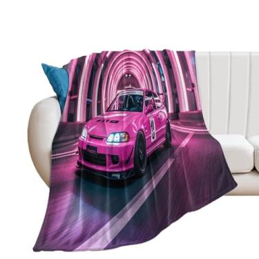 Imagem de HouLaiZhe Cobertor Super Macio Flanela JDM Carro Esportivo Neon Túnel Leve Cobertores de Refrigeração para Sofá-Cama Cadeira Sofá Carro Viagem ao Ar Livre Leve Quente 101,6 cm x 152,4 cm