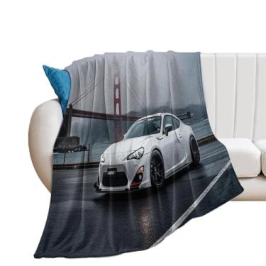 Imagem de HouLaiZhe Cobertor Super Macio Flanela JDM Carro Gt86 Ponte Golden Gate Cobertores de Refrigeração Leve para Sofá-Cama Cadeira Sofá Carro Viagem ao Ar Livre Leve Quente 152 cm x 203 cm
