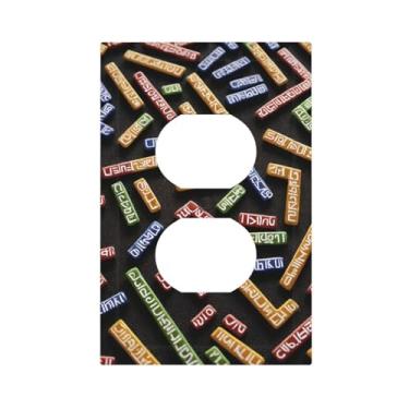 Imagem de Placa de parede com estampa de barra em forma de runa, capa decorativa de interruptor de luz, tamanho padrão, painel decorativo de um peso para placas de luz, capas de interruptor para decoração de