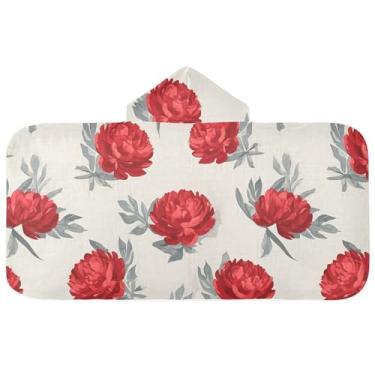 Imagem de Burbuja Toalha de banho com capuz de laço rosa para crianças, toalha de praia de pelúcia macia absorvente para chá de meninas e meninos 3-10 anos, 61 x 127 cm