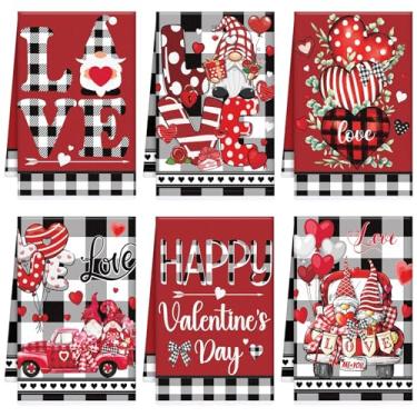 Imagem de InIsaJace Toalhas de cozinha para dia dos namorados - 6 peças xadrez caminhão coração tema amor toalha de mão dos namorados, toalhas de prato de dia dos namorados para cozinha, aniversário casamento