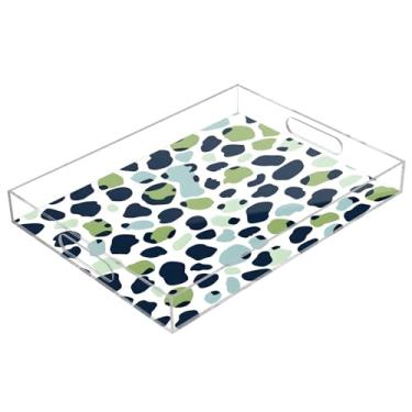 Imagem de STAYTOP Linda bandeja de servir de acrílico com estampa de leopardo, 15,7 x 11,20 cm, bandejas decorativas à prova de derramamento, organizador de bancada para café da manhã, chá, comida, maquiagem