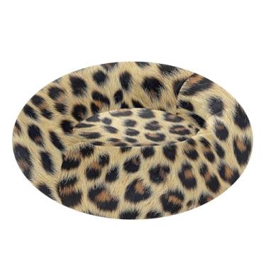 Imagem de SEHANY Cama de cachorro com estampa de leopardo, removível e lavável, pequena, redonda, cama de gato, fofa, super macia, confortável para animais de estimação com fundo antiderrapante para cães