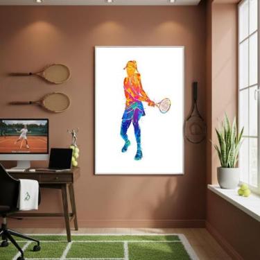Imagem de Quadro Uma Mulher Jogando Tênis-70X50Cm Mold Branca - Quadros On-Line