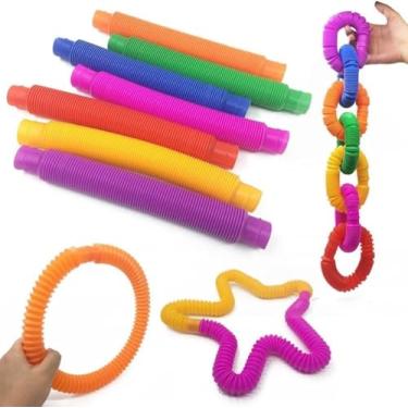Imagem de Tubo Pop Retrátil Flexível, Brinquedo Sensorial Colorido para Crianças com Autismo e ADHD, Fidget Toy Descompressão