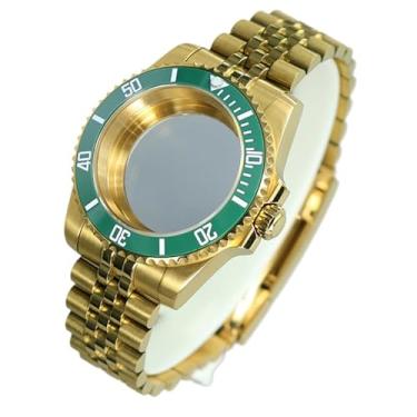 Imagem de FEIYASHI Caixa de relógio de aço SUB Diver dourada de 40 mm com vidro de cristal de safira para movimento NH35/34/36 Miyota8215 ETA2824, Tampa inferior de vidro 8, For ETA2824 PT5000 Movement, Caixa