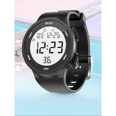 Imagem de Relógios digitais minimalistas, esportivos, à prova d'água, versátil, relógios de pulso para homens e mulheres com luz noturna LED, alarme de data, cronômetro, Preto 1