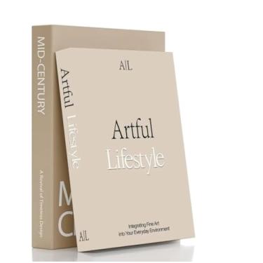 Imagem de Xydedoing Livros decorativos para decoração de casa, 2 peças de livro falso minimalista moderno para decoração de casa, decoração de mesa de café, acento estético de sala de estar (E4)