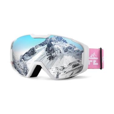 Imagem de FEISEDY Óculos de esqui, óculos OTG para esportes de neve para jovens adultos, proteção UV400, lentes duplas dobráveis B2961