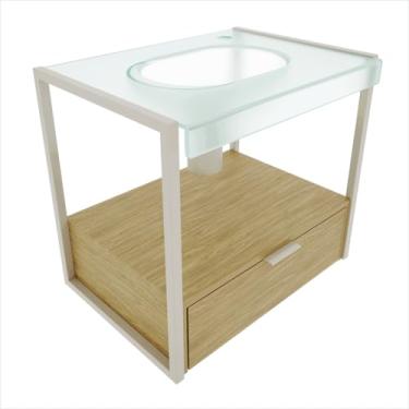 Imagem de Gabinete para benheiro Roma com Lavabo, Acabamento Jateado Incolor, 587mm - Cris Metal