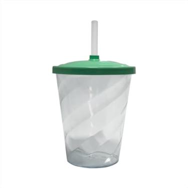 Imagem de Kit 10 Copo Twister Cristal Acrílico 300ml Com Tampa Colorida Canudo Lembrança De Festa (Verde Menta)