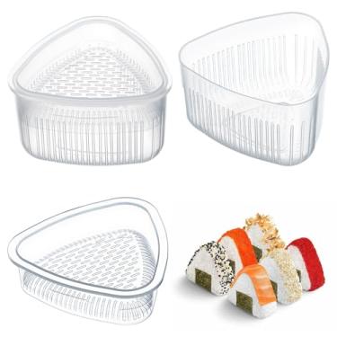 Imagem de Sibba 3 moldes triangulares para bolas de arroz onigiri, molde de plástico transparente, moldes de sushi para almoço bento para crianças e adultos, moldes antiaderentes para onigiri japoneses