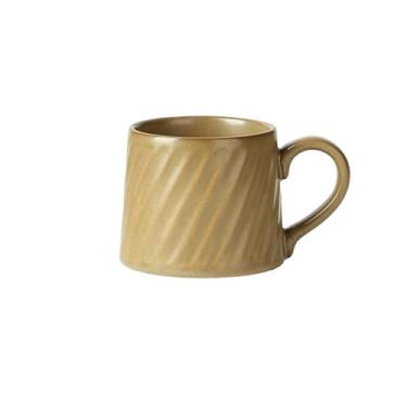 Imagem de Caneca de chá Caneca de cerâmica retrô listrada grande capacidade para chá da tarde, leite e café, 300ml Xícaras de café