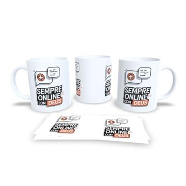 Imagem de Caneca Branca com Frase Religiosa A Fé Meu é GPS, Cruz e Design Colorido, Cerâmica (19444)