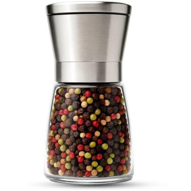 Imagem de Kit 2 Moedor De Pimenta Manual Tempero Sal Vidro Inox(INOX - 1 UNIDADE)