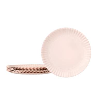 Imagem de TP Conjunto de 8 pratos de 20 cm, pratos redondos de melamina para salada, aperitivo, jantar, almoço, pratos de sobremesa para ambientes internos e externos, rosa claro