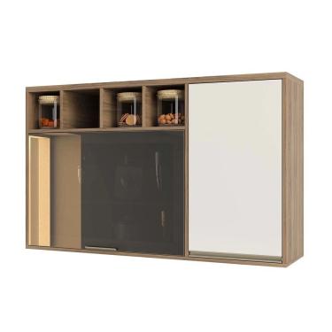 Imagem de Armário Mel 120 Cm 2 Portas Alumínio Com Vidro Reflecta Bronze E Nicho Luciane