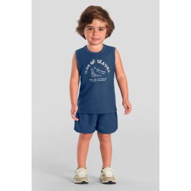 Imagem de Conjunto infantil menino de skate com glitter Brandili, 10, Azul