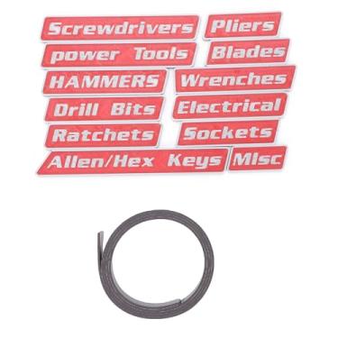 Imagem de Yosoo 12 Etiquetas Magnéticas da Caixa de Ferramentas de Diy Dos Pces, Etiquetas Impressas 3d Reutilizáveis ​​da Organização para Armários das Gavetas do Carrinho das Caixas de (Vermelha)