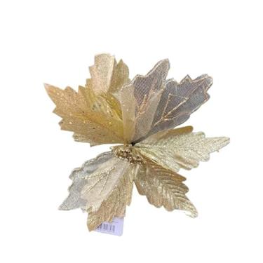 Imagem de Flor Natalina unidades Ornamentos Flores para Arranjos Tecido Decoração Árvore de Natal(2 peças H)