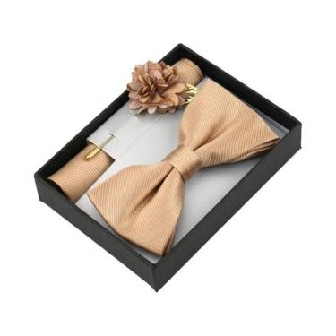 Imagem de Conjunto De Gravata Borboleta Floral Masculina Com Lenço De Bolso, Bro