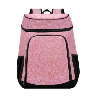 Imagem de Mochila térmica de praia com glitter rosa, 36 latas, isolada à prova de vazamento, impermeável, para almoço, piquenique, viagem, acampamento, caminhada