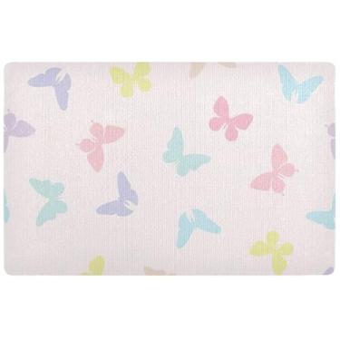 Imagem de TSENQUE Tapete de porta de Halloween colorido borboleta colorido animal rosa tapete de porta impermeável tapete de entrada interna tapetes de porta para entrada de casa 81 x 50 centímetros